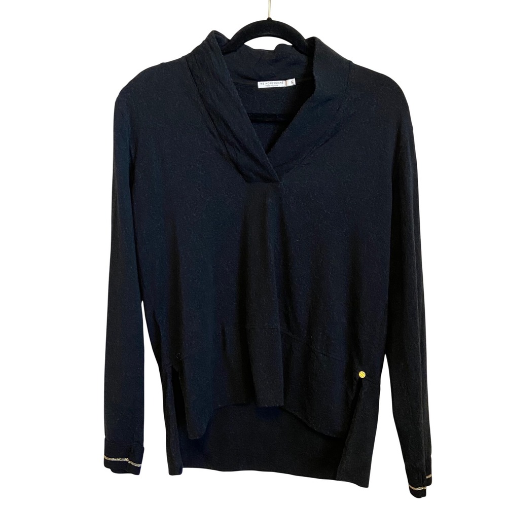 We Norwegians Black Merino‎ Cashmere Tencel Top Size Small Made in Europe